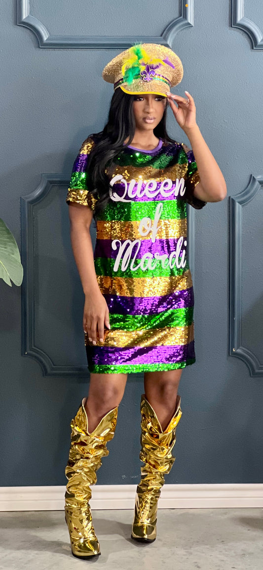 Queen Of Mardi Gras Shirt Dress (Online only)