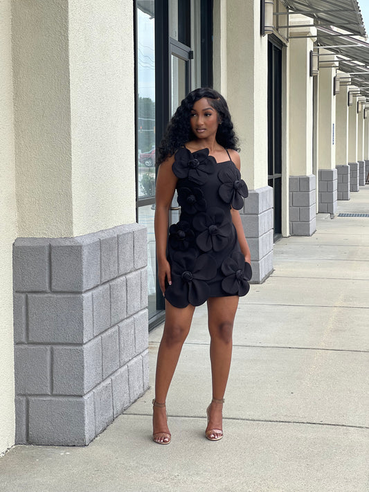 Just A Petal Dress-Black