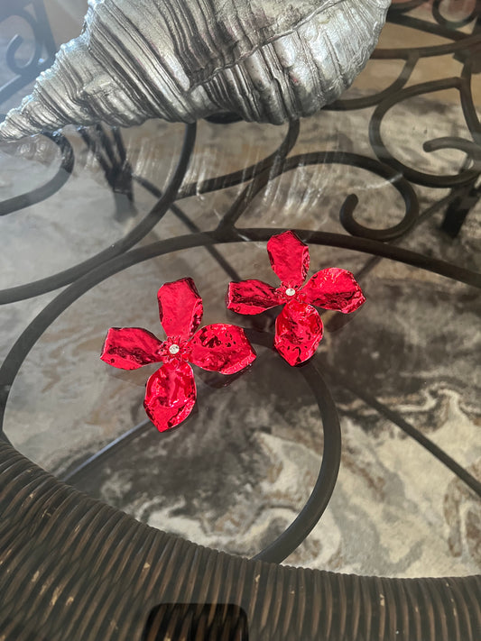 Red Petal Earrings