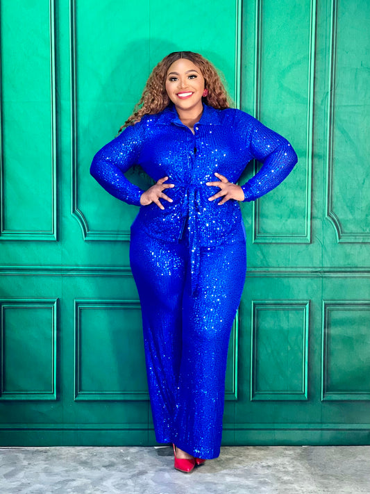 Royal Blue Sequin Set Plus