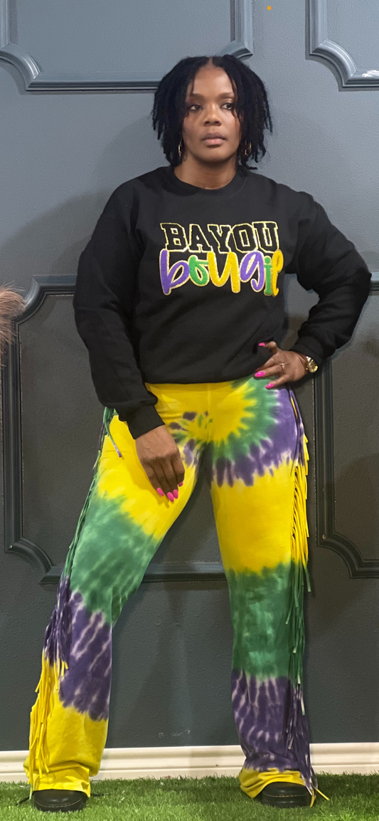 Mardi Gras Bayou Bougie Patch Sweatshirt-Black