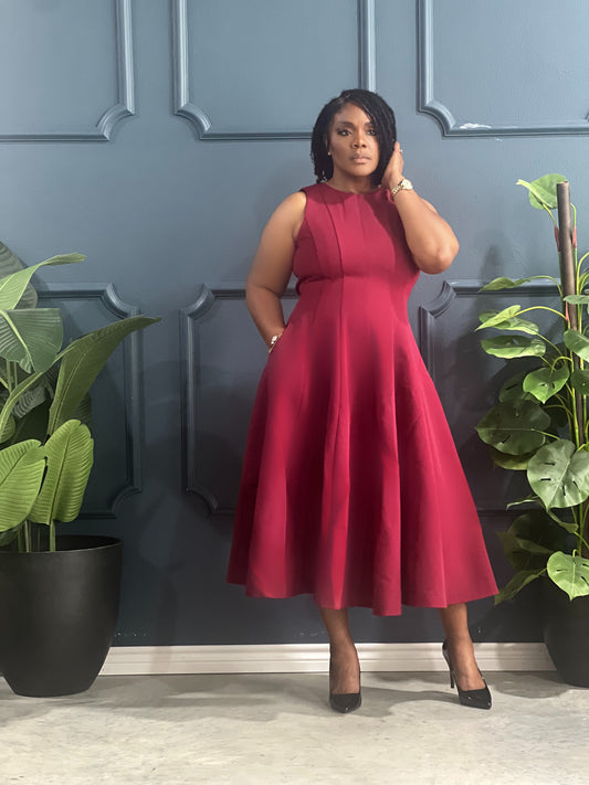 Sophisticated Look Dress-Burgundy