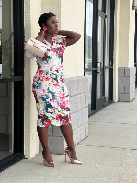 Floral Ruched Dress