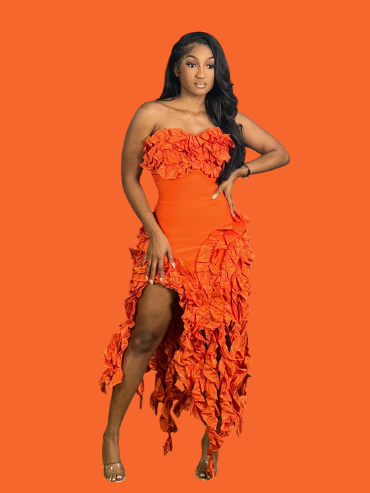 Beautiful Vine Party Dress Reg/Plus-Orange (Restocked)