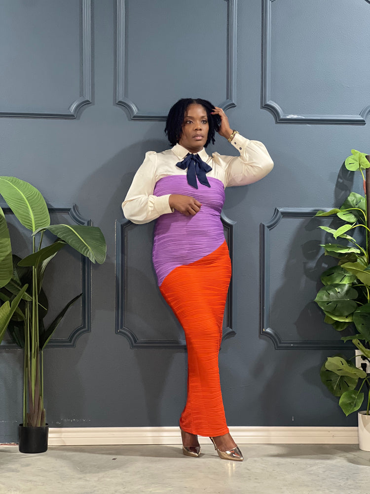Business Blouse With Bow-Champagne