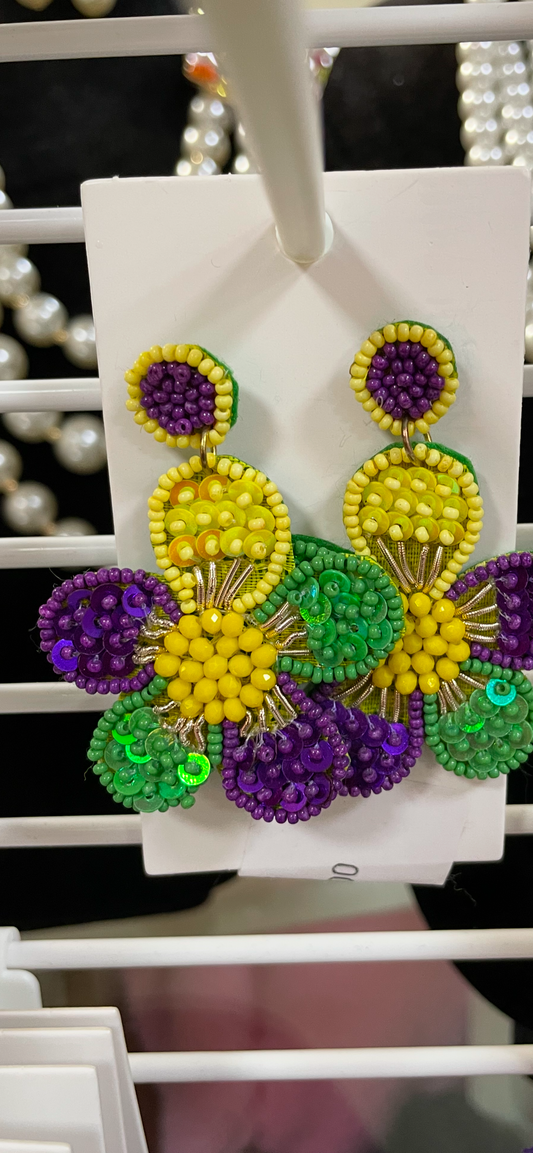 Mardi Gras Earrings-Pinwheel