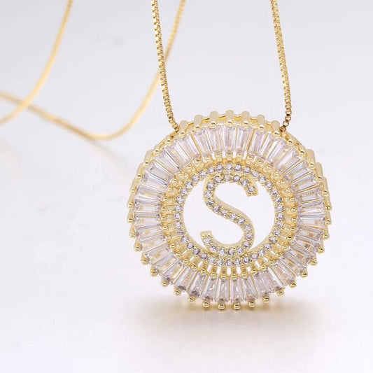 Initial Baguette Necklace A-Z (Large)