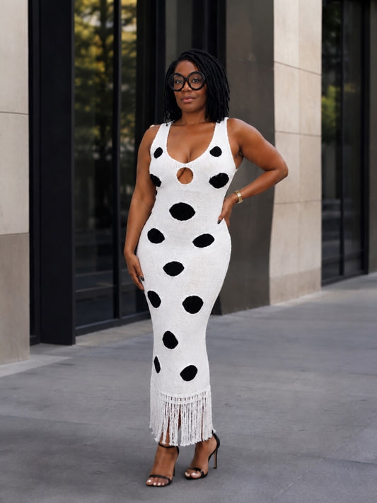 Sway Polka Dot Maxi Dress (white)