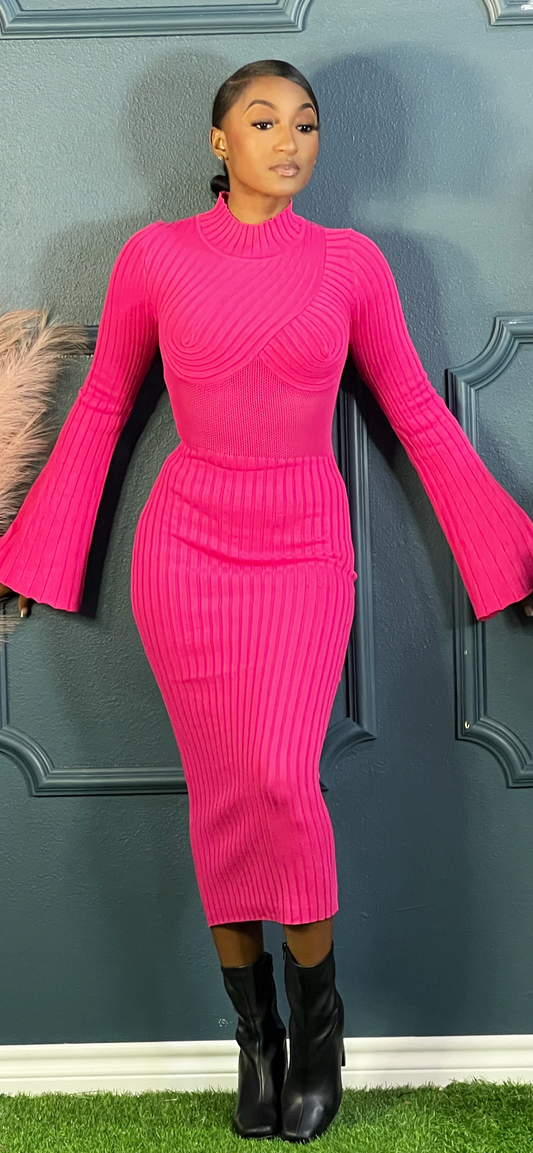 Simply Love Fuchsia Bell Sleeves Dress