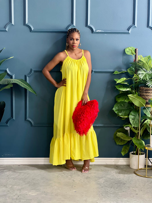 Lovely Wind Maxi Dress-Yellow