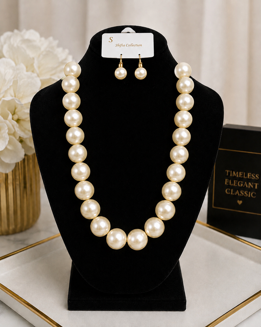 Jumbo Pearl Necklace Combo (Off White)