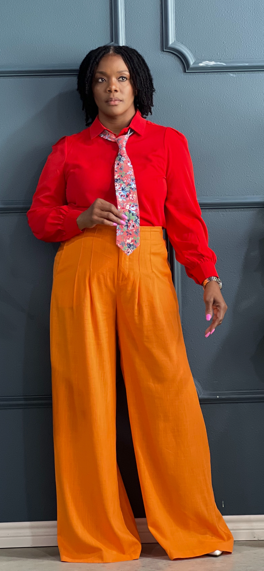 Something New Linen Pants-Orange