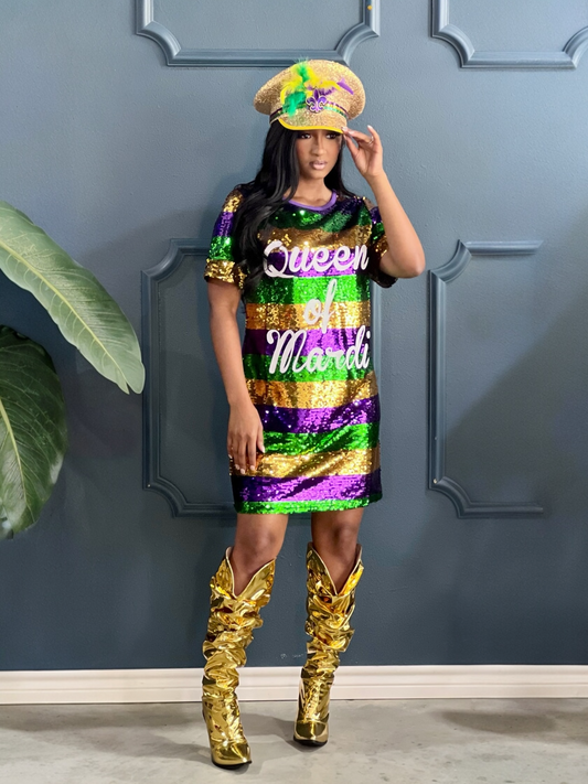 Queen Of Mardi Gras Shirt Dress