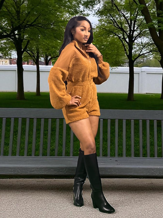 Seasonal Romper-Camel