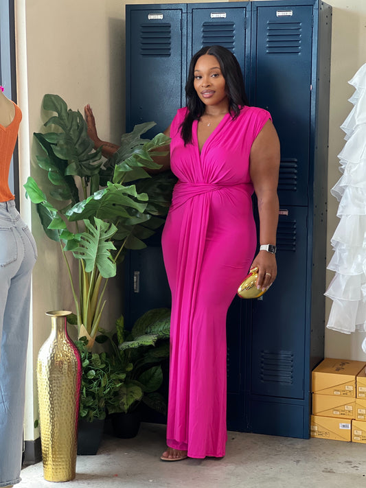 Pure Elegant Gown-Hot Pink