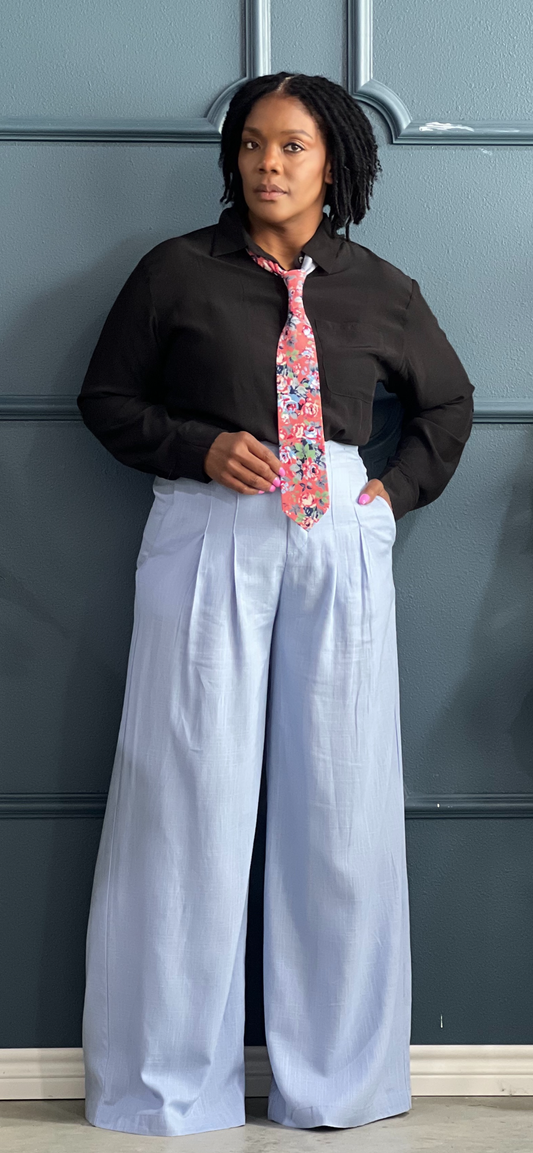 Something New Linen Pants-Baby Blue