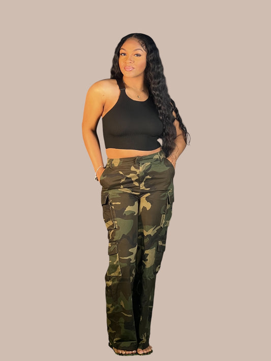 Camouflage Straight Leg Cargo Pants