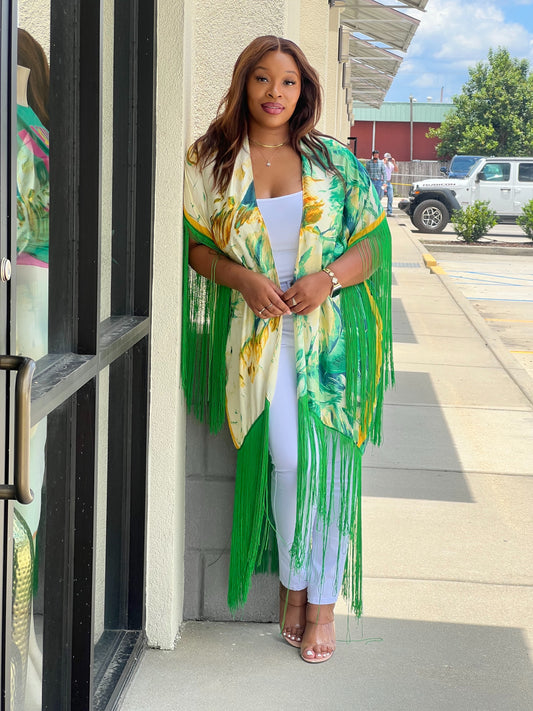 Green Floral Kimono