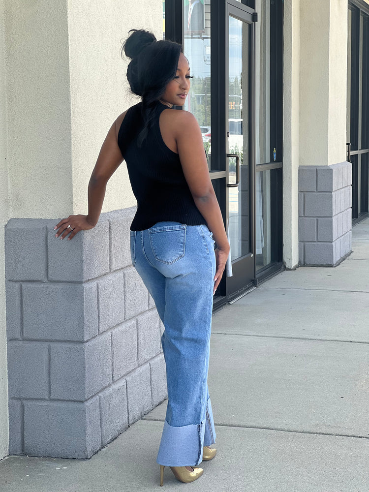 New Sweater Vest Top-Black