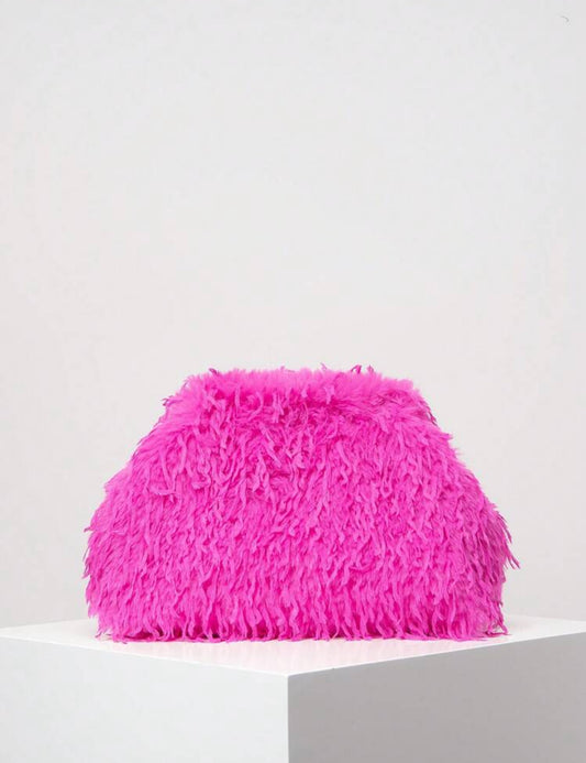 Fuzzy Pink Clutch Handbag