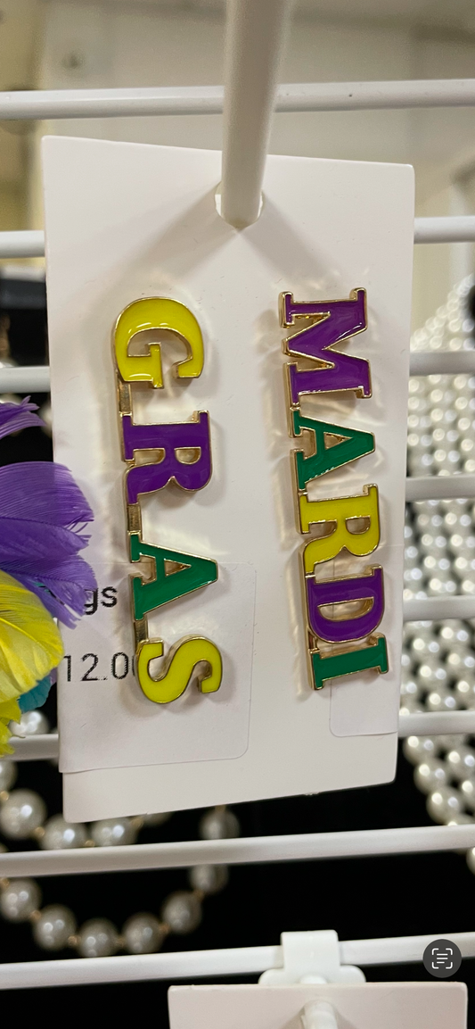 Mardi Gras Earrings-Letters