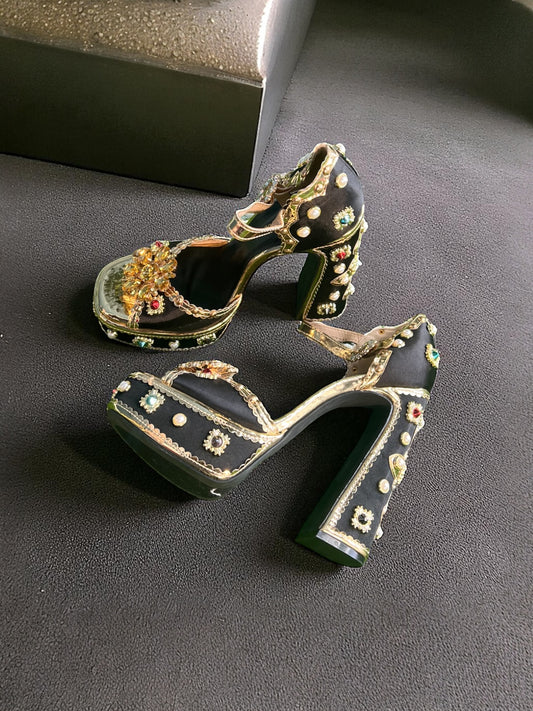 Black Be-Jewel Heels