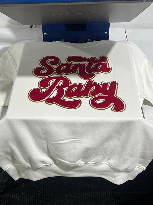 Santa Baby Patch Sweatshirt-White