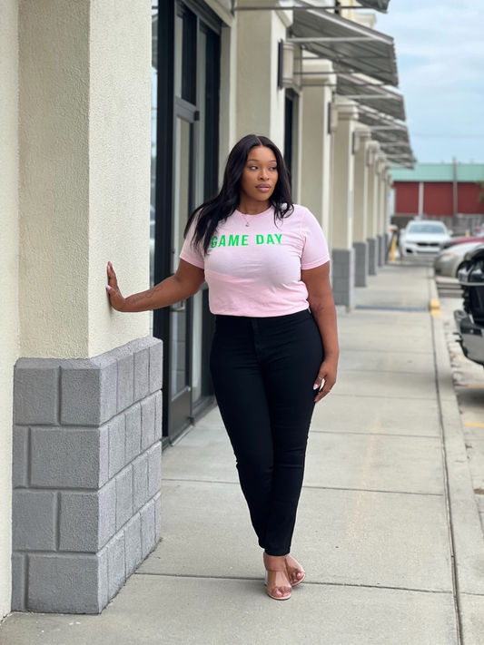 Game Day Tee Shirt-Pink Green