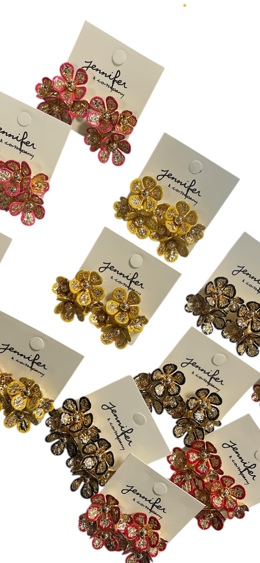 Cluster Flower Earrings ((4 colors)