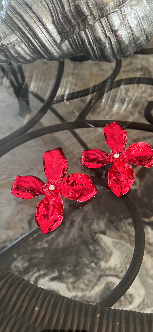 Red Petal Earrings