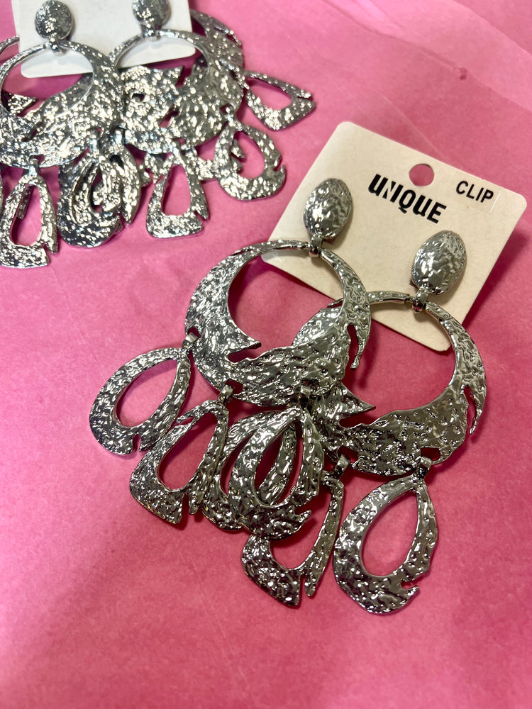 Silver Drama Clip-On Earrings