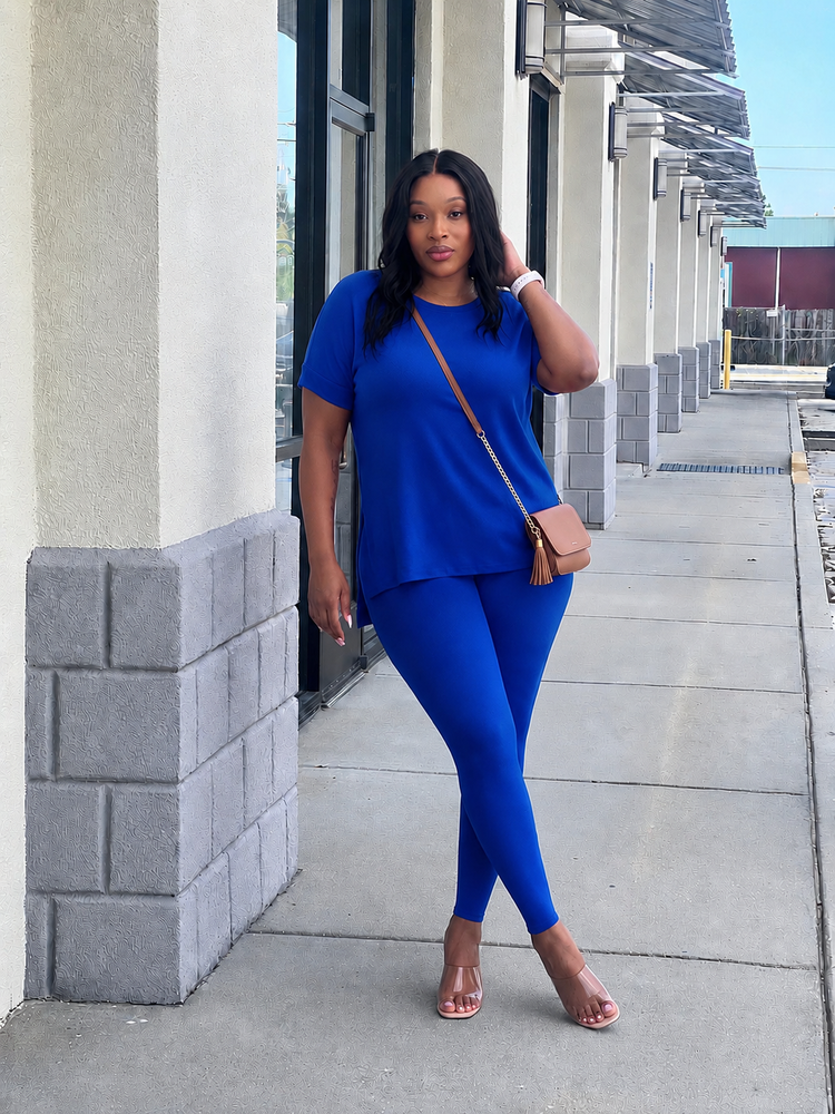 Round Neck Comfy Set-Royal Blue