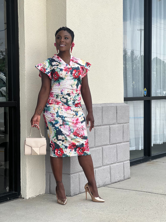 Floral Ruched Dress