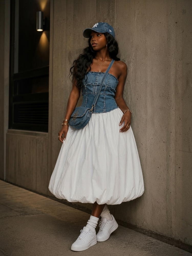 Denim Halter Tube Dress