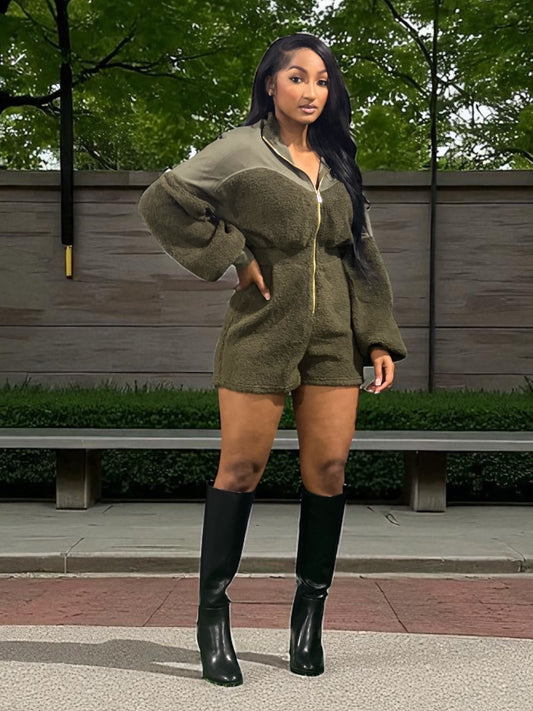Seasonal Romper-Olive