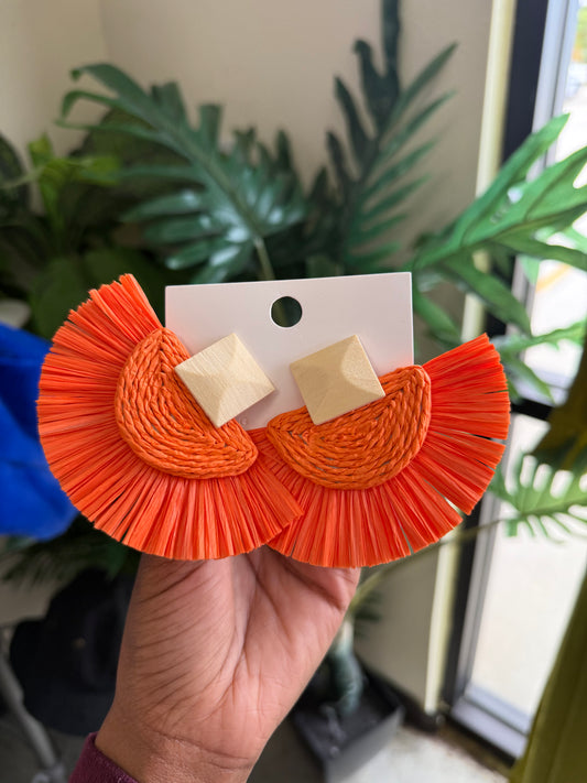 Orange Fan Earrings Alc