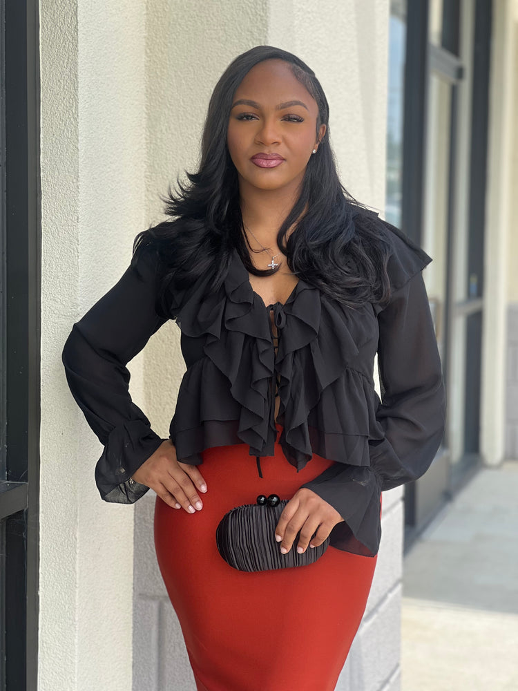 Cascading Ruffle Blouse (Black)