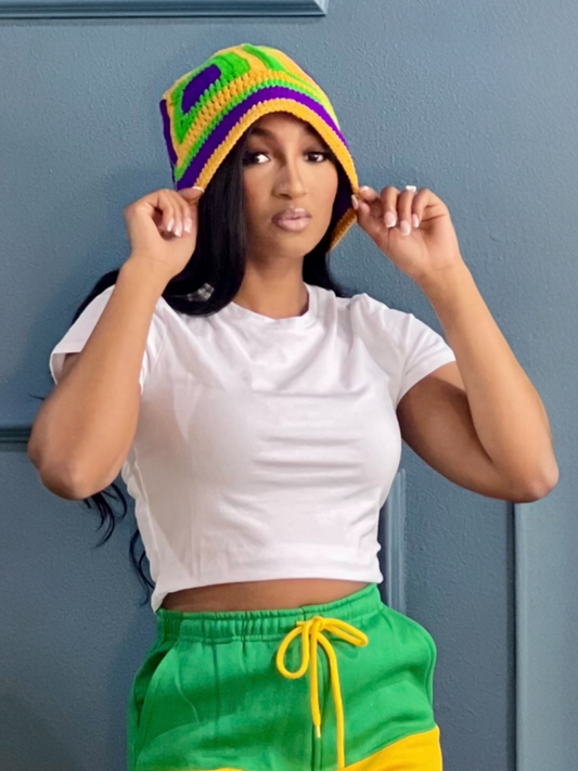 Mardi Gras Crochet Bucket Hat