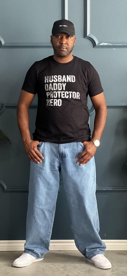 Father’s Day Collection Tee Shirt Reg/Plus-Husband Daddy Protector Hero