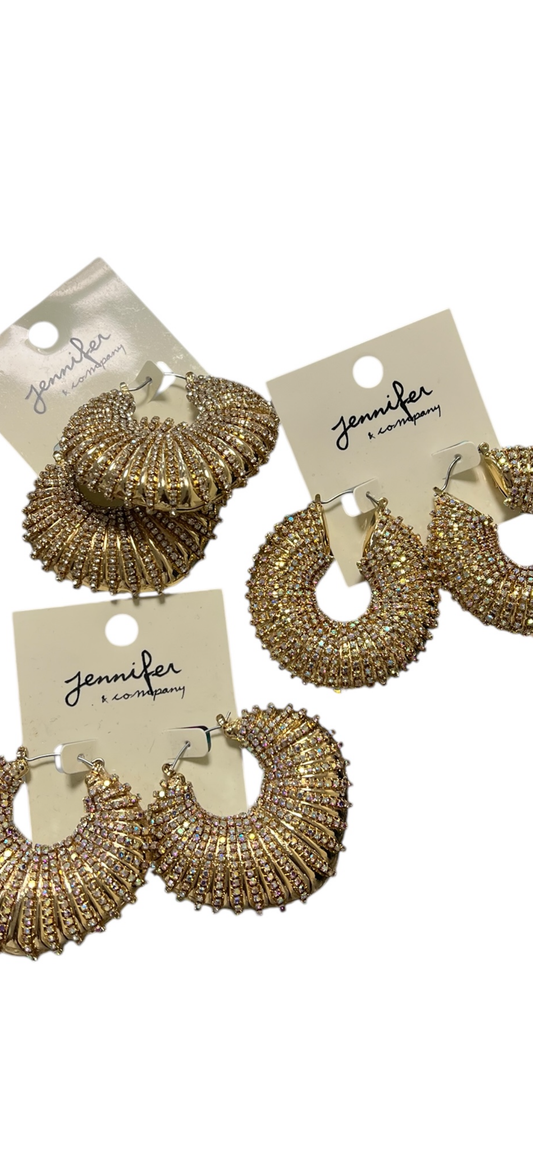 Golden Stone Hoop Earrings (2 shapes)