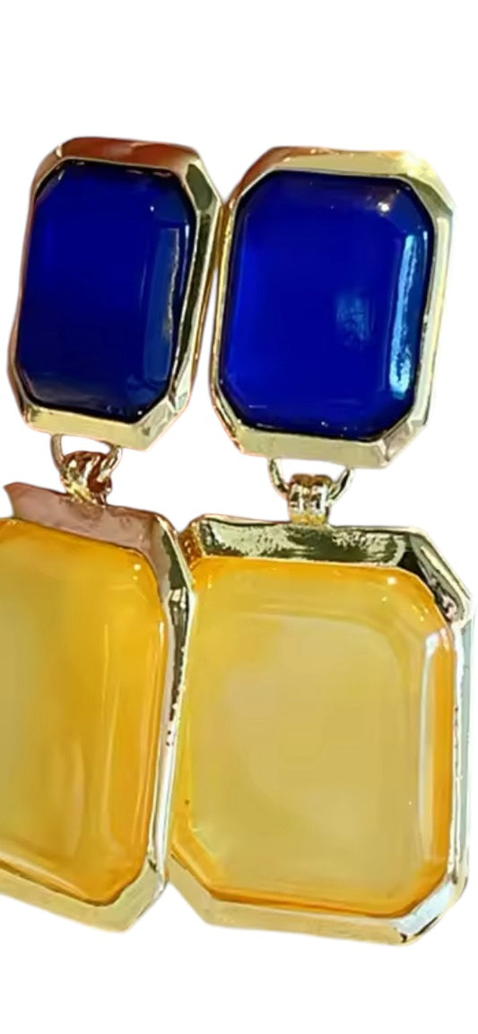 Blue Gold Earrings