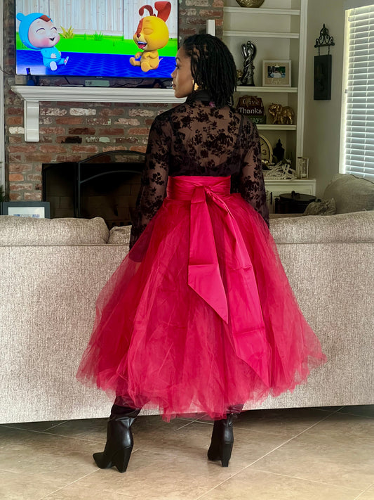 Holiday Tulle Skirt Reg/Plus (Burgundy)