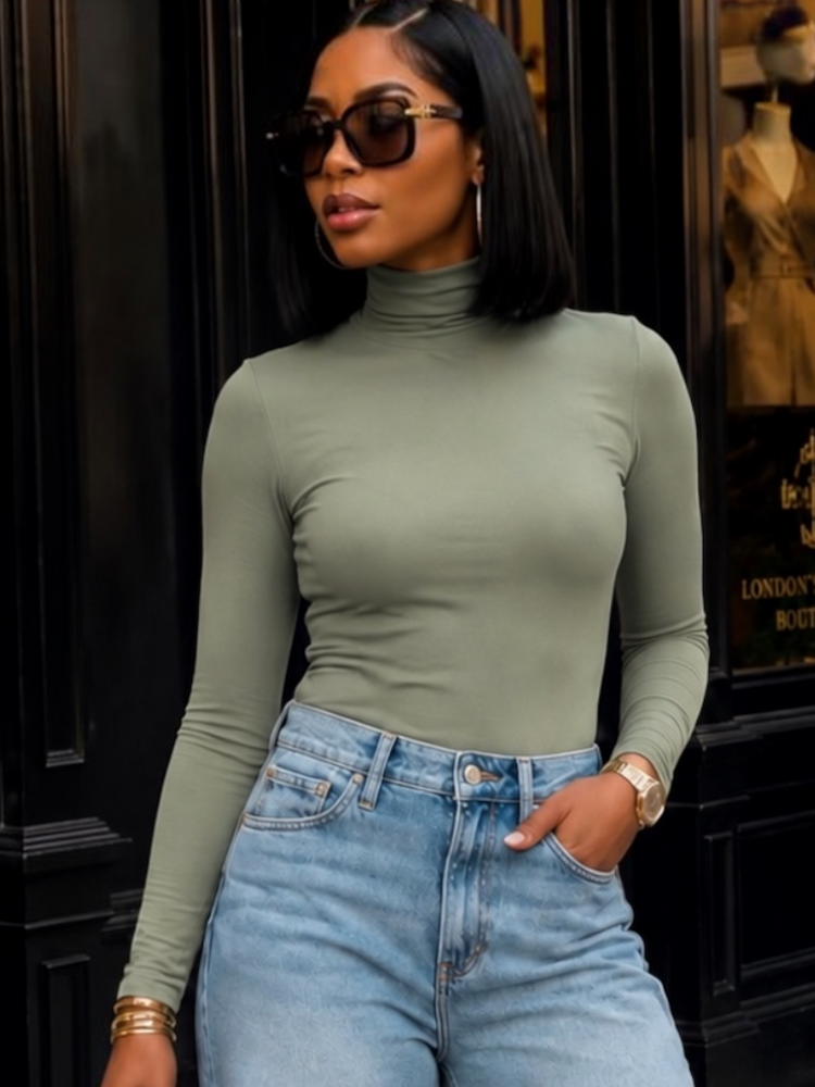 Sage Soft Turtleneck Top