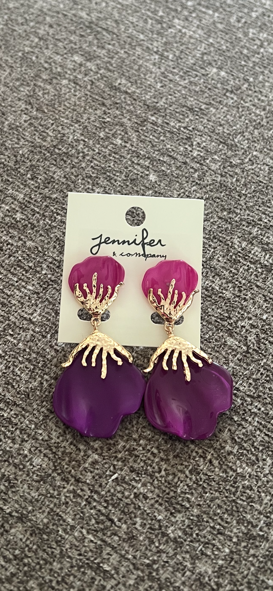 Elegant Shee Earrings-Pink Purple