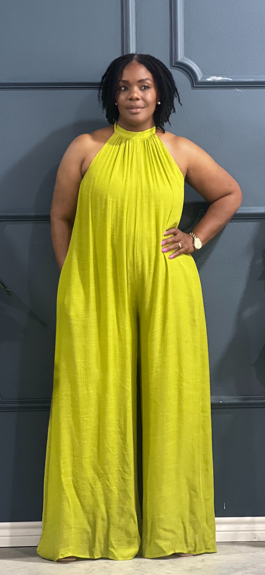 Springing Jumpsuit-Lime