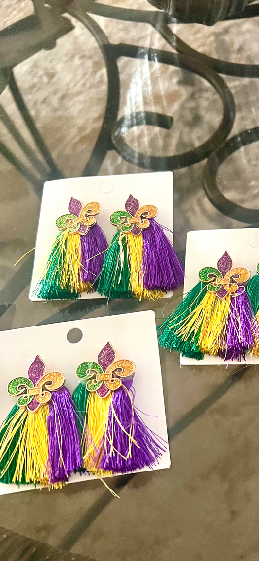 Mardi Gras Fleur De Lis Earrings