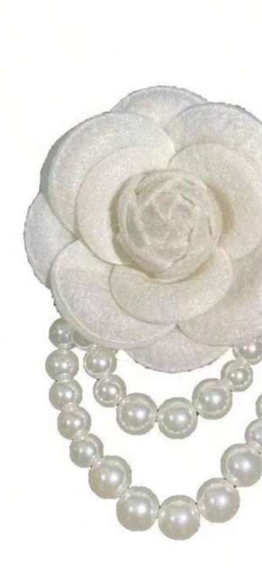 White Rose Pearl Brooch