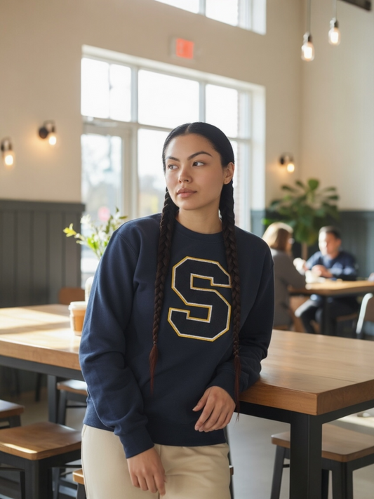 Big S Patch Sweatshirt-Navy Blue