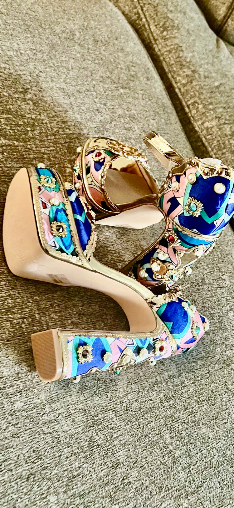 Blue Be-Jewel Heels