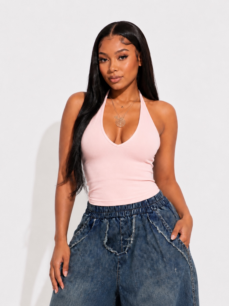 Sporty Halter Top (Pink)